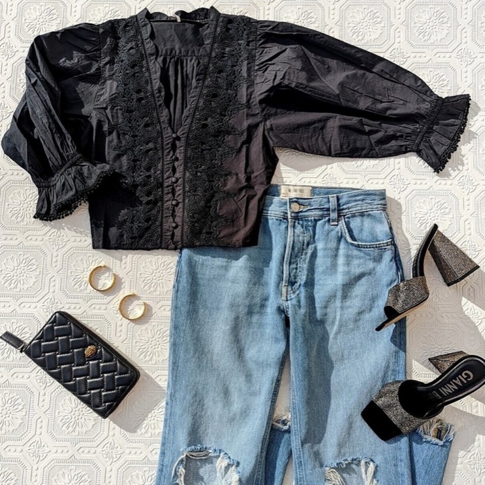 Louella Embroidered Black Top - Picture 5 of 5